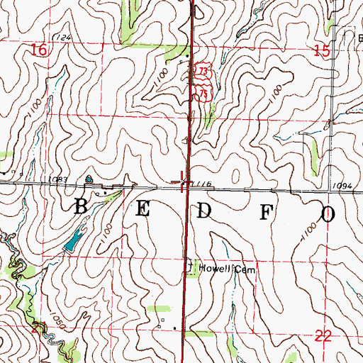 Topographic Map of Bedford Election Precinct, NE