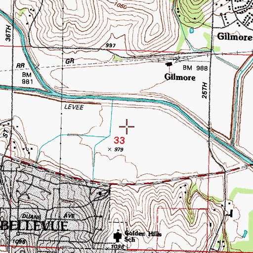 Topographic Map of Bellevue Second I Election Precinct, NE