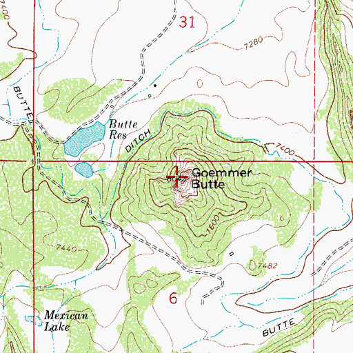 Topographic Map of Goemmer Butte, CO