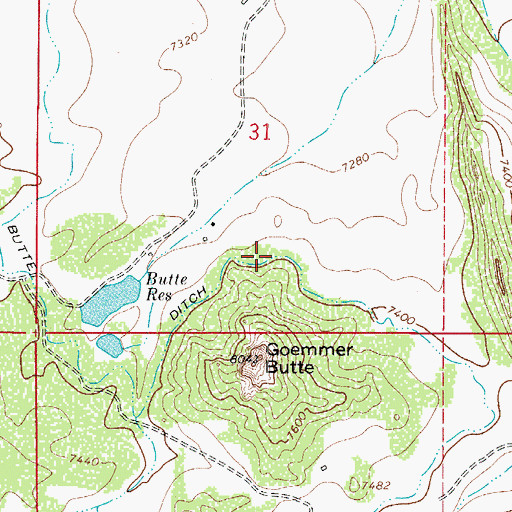 Topographic Map of Butte Ditch, CO