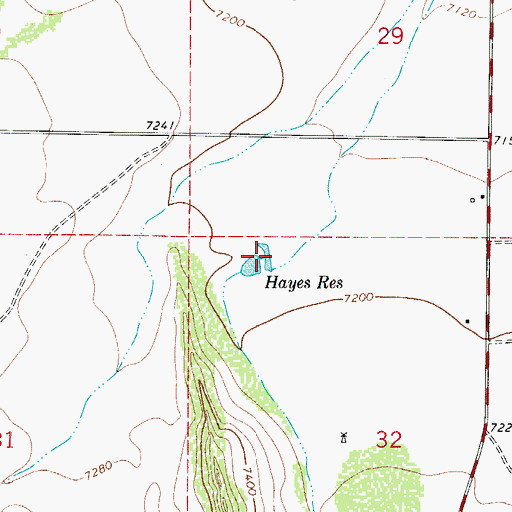 Topographic Map of Hayes Reservoir, CO