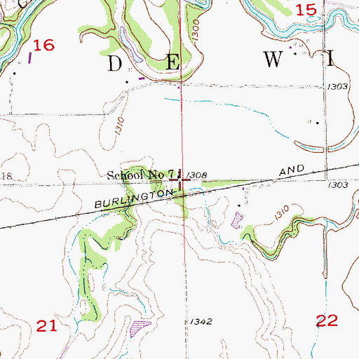 Topographic Map of De Witt Election Precinct, NE