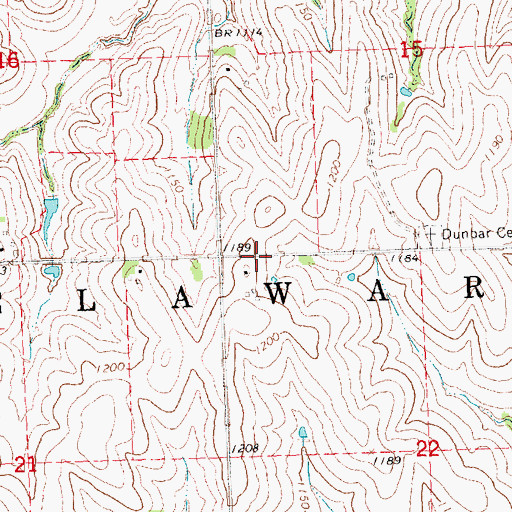 Topographic Map of Delaware Election Precinct, NE