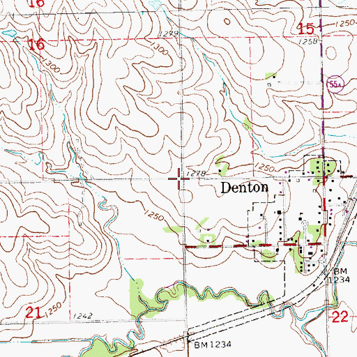 Topographic Map of Denton Election Precinct, NE