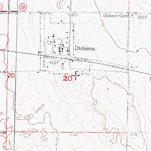 Topographic Map of Dickens Election Precinct (historical), NE