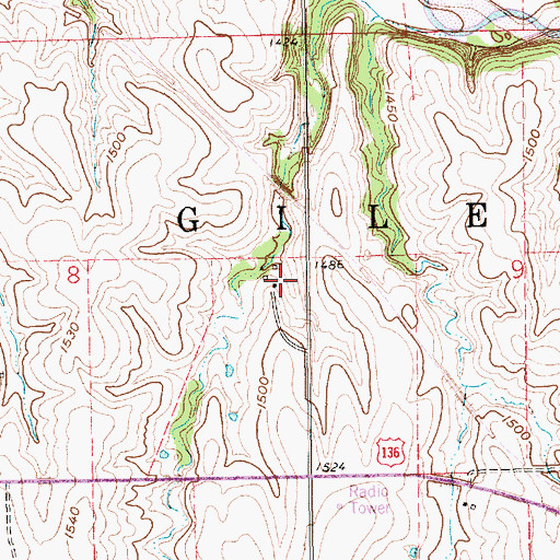 Topographic Map of Gilead Election Precinct (historical), NE