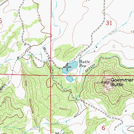 Topographic Map of Butte Reservoir, CO