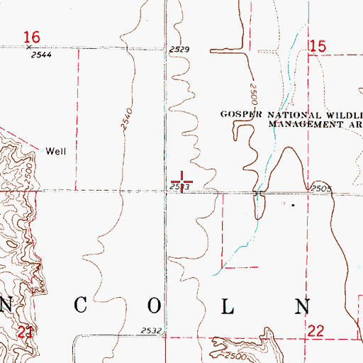 Topographic Map of Lincoln Election Precinct, NE