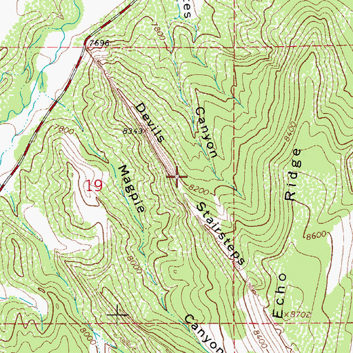 Topographic Map of Devils Stairsteps, CO
