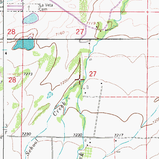Topographic Map of School Creek, CO