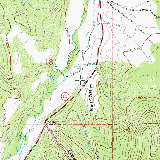 Topographic Map of Huestes Canyon, CO