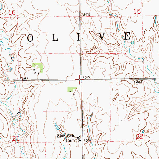 Topographic Map of Olive Election Precinct, NE