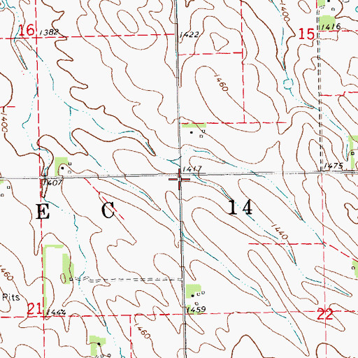 Topographic Map of Election Precinct 14, NE