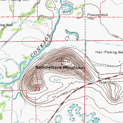 Topographic Map of Saddleback Mountain, CO