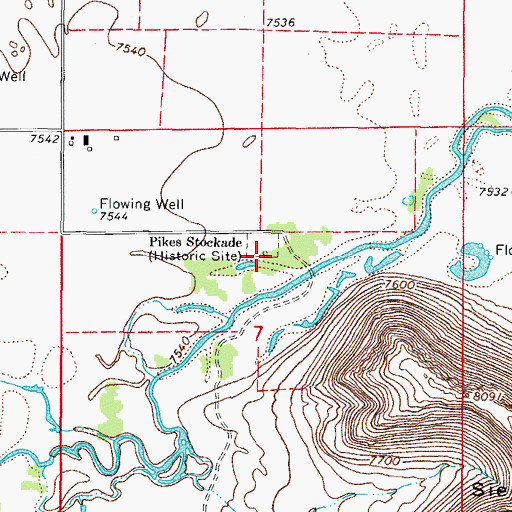 Topographic Map of Pikes Stockade, CO