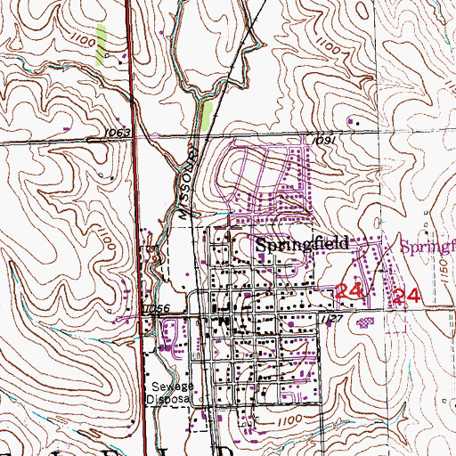 Topographic Map of Springfield Election Precinct, NE