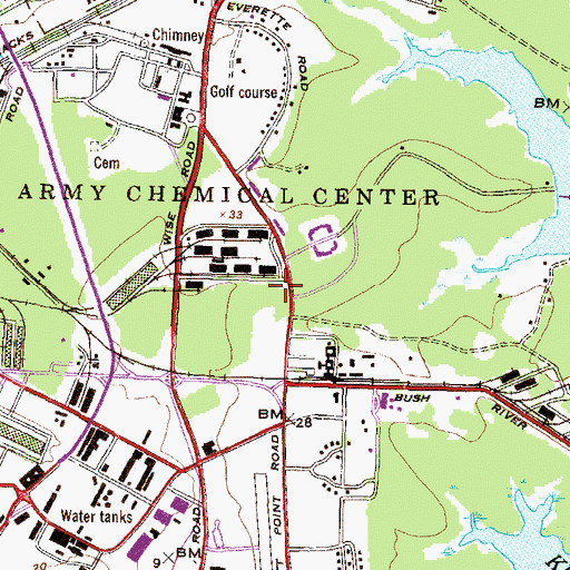 Topographic Map of District 1, Abingdon, MD