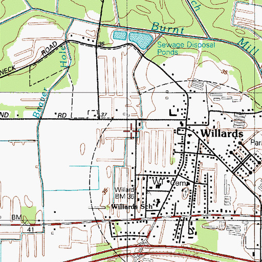 Topographic Map of District 14, Willards, MD