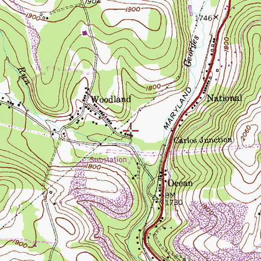 Topographic Map of District 18, Midland/Shaft, MD