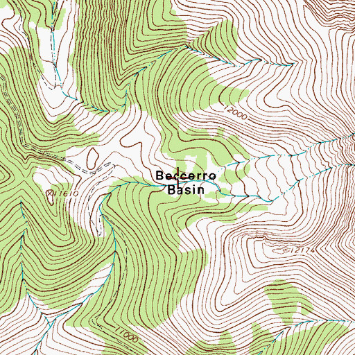 Topographic Map of Beccerro Basin, CO