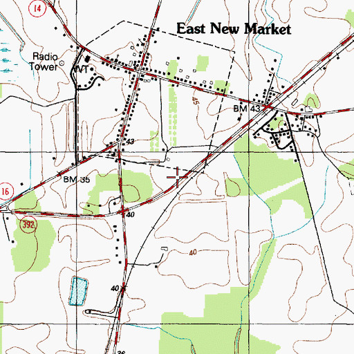 Topographic Map of District 2, East New Market, MD