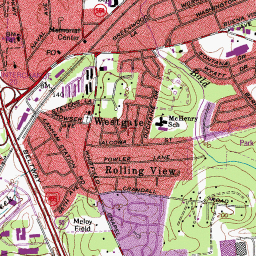 Topographic Map of District 20, Lanham, MD
