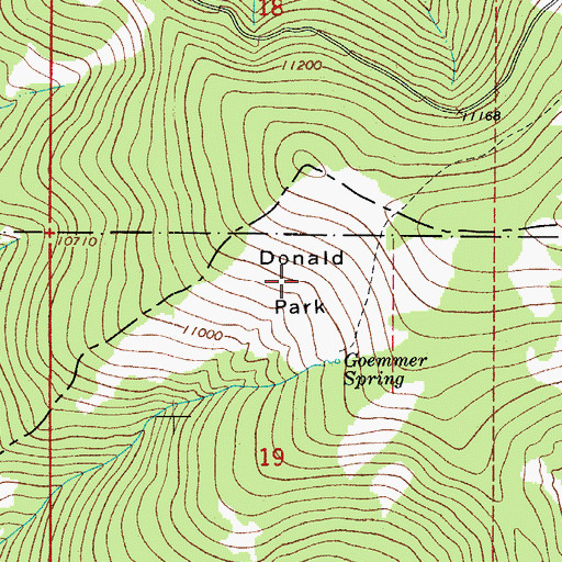 Topographic Map of Donald Park, CO