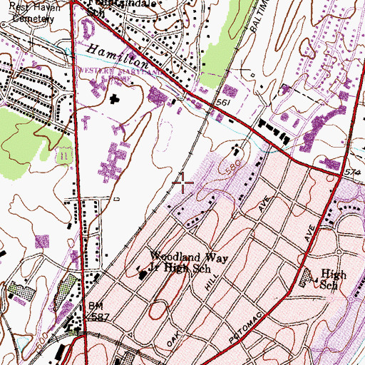 Topographic Map of District 21, Hagerstown, MD