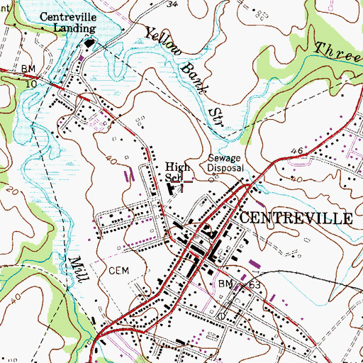 Topographic Map of District 3, Centreville, MD