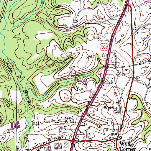 Topographic Map of District 3, Marlboro, MD