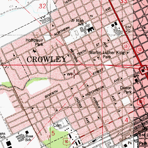 Topographic Map of Parish Governing Authority District 1, LA