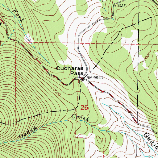 Topographic Map of Cucharas Pass, CO
