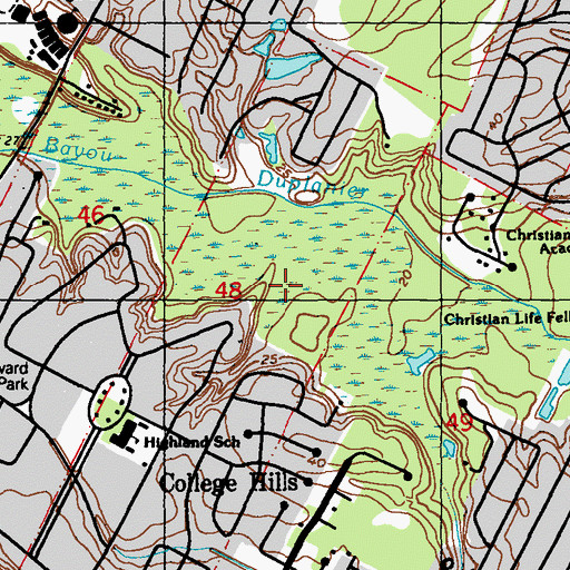 Topographic Map of Parish Governing Authority District 12, LA