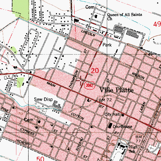 Topographic Map of Parish Governing Authority District 12, LA