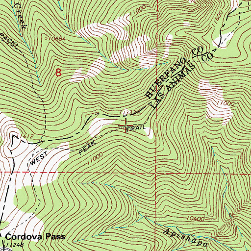 Topographic Map of West Peak Trail, CO