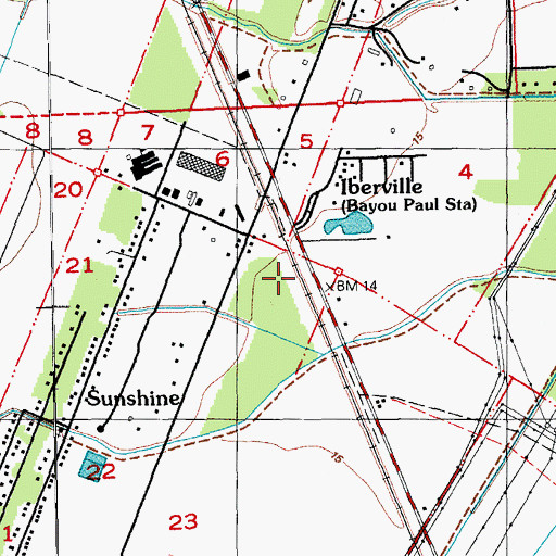 Topographic Map of Parish Governing Authority District 13, LA