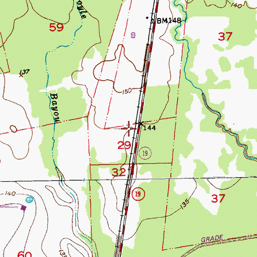 Topographic Map of Parish Governing Authority District 1B, LA