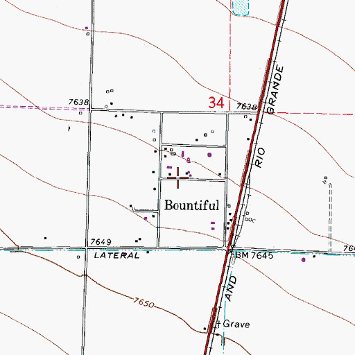Topographic Map of Bountiful, CO