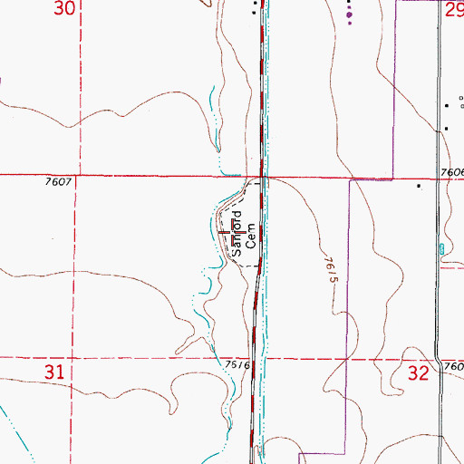 Topographic Map of Sanford Cemetery, CO