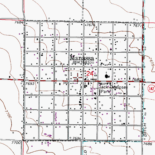 Topographic Map of Manassa, CO