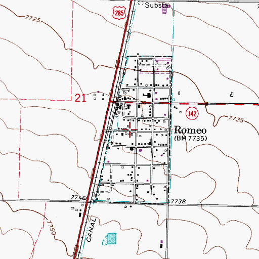 Topographic Map of Romeo, CO