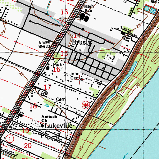 Topographic Map of Parish Governing Authority District 3, LA