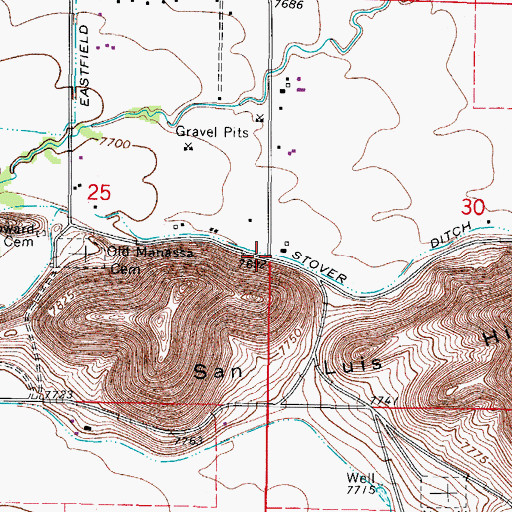 Topographic Map of Stover Ditch, CO