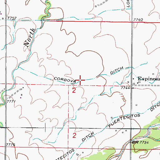 Topographic Map of Cordova Ditch, CO