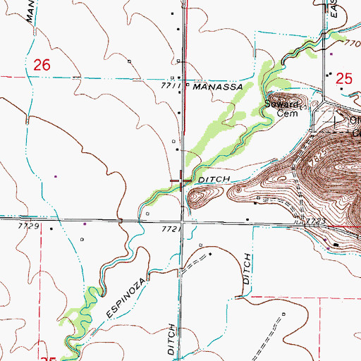 Topographic Map of Espinoza Ditch, CO