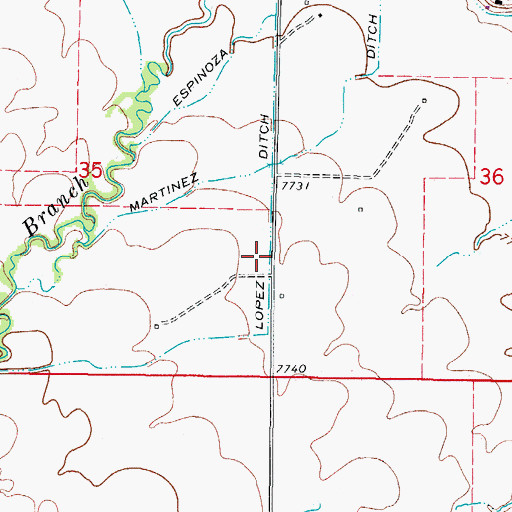 Topographic Map of Lopez Ditch, CO
