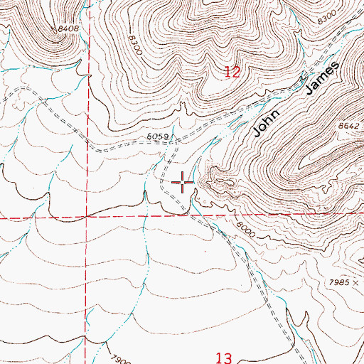 Topographic Map of John James Canyon, CO