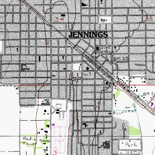 Topographic Map of Parish Governing Authority District 6, LA
