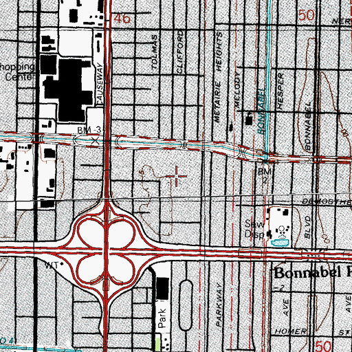 Topographic Map of Parish Governing Authority District 6 (historical), LA