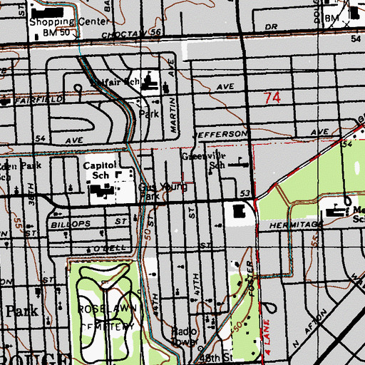 Topographic Map of Parish Governing Authority District 7, LA